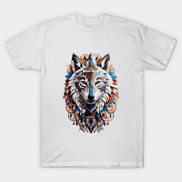 The majestic tribal white wolf T-Shirt by TheAlmighty1